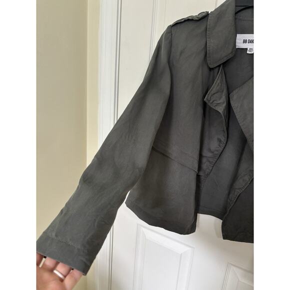 BB Dakota Double Agent Cropped Trench Jacket Size XS Open Front Military Classic - Picture 7 of 8